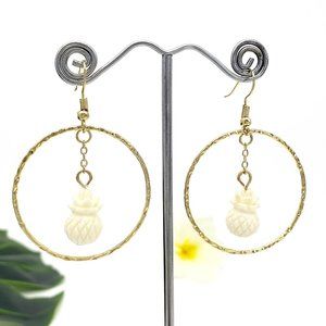 Hoop pineapple dangle earrings